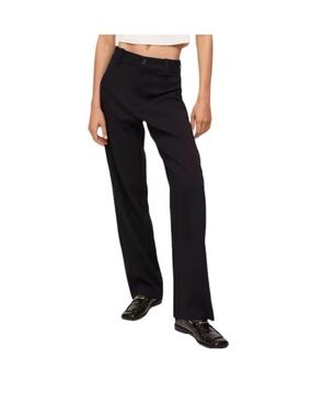 Mango High Waist Straight Leg Pants Trousers Black Size 14